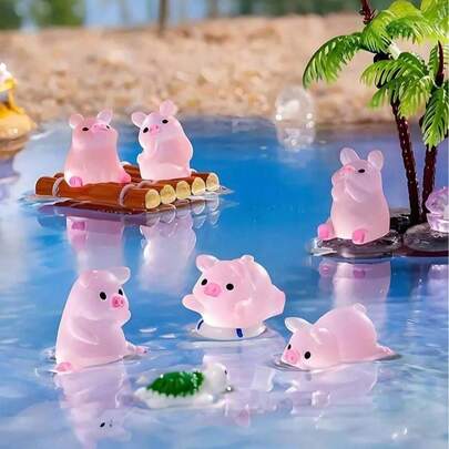 12/24pcs Mini Resin Pink Pig Decorations, Small Animal Pig Sculptures, Suitable For DIY Fairy Garden, Birthday Party Gifts, Filler, Micro Landscape Crafts, Glass Jars, Potted Plants, Car Interiors, Home Decor, Bookshelves, Living Room Scenes, Party Favors (Random Styles)