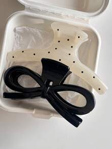 2 pezzi/set Fermagli per capelli bianchi a pois da 14 cm, Fermagli per capelli a fiocco nero, Accessori per capelli alla moda, Versatili, Eleganti e minimalisti, Adatti per uso quotidiano, casual, feste, spiaggia, vacanze, acconciature, lavaggio del viso/capelli, trucco, accessori per abbigliamento, primavera/estate/autunno/inverno, festival, compleanni - Multicolore - Visualizzare 5