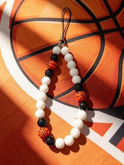 1 Pc Simple Sports Series Basketball Bead Mobile Hanger String - A Unique Stringed Accessory For Keychains Featuring Y2K Aesthetics, An Ideal Gift For A Good Friend.