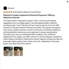 Magnesium Complex Supplement 8 Elemental 1000mg - Magnesium Glycinate, Citrate, Malate, Taurate, Chelated For Easy Absorption For Bones, Muscle, Recovery, Energy, Vegan Non-GMO 90 Capsules - 90 Count - View 7