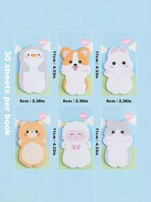 6张卡通企鹅和兔子动物便签本便利贴笔记本文具学习用品 - 多色 - 查看 2