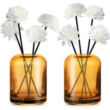 Pack 2 Difusores Aromáticos con Varillas Perfumadas 200ml,Botella difusora de Vidrio Recargable Vacía y 8 Varillas Ambientador,Recipiente de Fragancia para el Hogar Baño Decorativos (Marrón) VXEA - gris - Ver 4