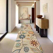 1 pieza Tapete de pasillo estilo bohemio con estampado floral de terciopelo - Suave, antideslizante, lavable de poliéster con un patrón floral vibrante para la entrada, el dormitorio, la cocina, el baño - Fácil de limpiar, decoración del hogar duradera y elegante, alfombras para el baño - 2 - Ver 12