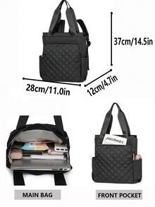 [Mochila Acolchoada Multicolorida | Mochila de Viagem Multifuncional de Grande Capacidade] Projetada para Mães em Movimento, Deslocamento para o Escritório e Viagens Curtas! Design de Textura Acolchoada Clássica com Sensação Premium e Estilo Único, Atendendo a Diversas Necessidades de Roupa. Compartimento Principal Espaçoso Acomoda Facilmente Roupas, Livros Didáticos e Documentos - Multicolorido - Visão 3