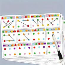 6pcs A4 Size Reusable Wipe Clean Tracing Cards, Visual Tracking Focus Attention Exercise For Elderly To Improve Memory And Vocabulary, Cognitive Training, Memory Enhancement, Visual Tracking Cards, Interactive Flashcards, Flashcards, Smooth Writing Surface, Learning Cards, Educational Tool - Multicolor - View 3
