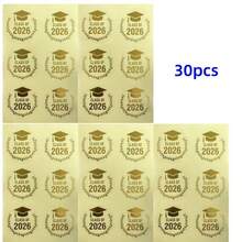 6-120pcs Graduation Season Stickers, 1.6 Inch*1.6 Inch, Graduation Cap Wreath Transparent Seal Stickers With Foil, 2026 Graduation Decor, Party Supplies, Gift Packaging Labels, Graduation Spring/Summer Envelope Seals - Multicolor - View 7