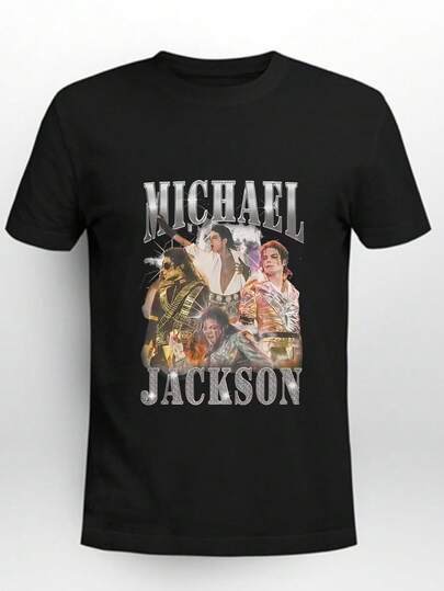 Vintage Graphic Print Men's T-Shirt, Oversized Crew Neck Casual Streetwear Short Sleeve Tee 100% Cotton Black T Shirt Unisex