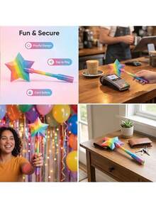 3D Printed Magic Wand Style Contactless Payment, Contactless Payment Magic Wand, Starry Sky Magic Wand, Magical Star Magic Wand Bank Card Holder, Suitable For Bank Card Payment Scenarios - View 9