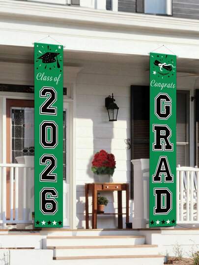 Trang trí tiệc tốt nghiệp năm 2026, biểu ngữ chúc mừng tốt nghiệp màu xanh lá cây kích thước 70,86 inch x 11,81 inch, phù hợp cho mọi bữa tiệc trường học hoặc lễ tốt nghiệp, trang trí cửa chào mừng trong nhà và ngoài trời.