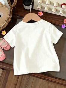 Disney Girls' Short-Sleeved T-Shirt, Minnie Mouse Birthday Girl Print Round Neck Top, Cute And Casual Children's Summer Wear. - trắng - Xem 3