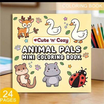 Sách Tô Màu Mini Dễ Thương dành cho Trẻ Nhỏ: 24 Trang (Giấy dày 120gsm) Phiên bản Cao Cấp Nâng Cấp, Lý tưởng cho Người Lớn Thư Giãn, Tụ họp Gia Đình và Trang Trí Ngày Lễ (Lễ Phục Sinh, Lễ Tạ Ơn, Giáng Sinh, Năm Mới và Ngày Valentine)