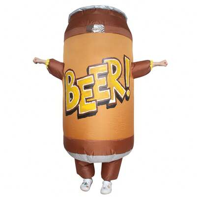 Inflatable Beer Can Costume For Holiday Party, Halloween Trick-Or-Treat/Christmas Gift/Valentine's Surprise! Suitable For 1.5-2m Height, Includes Fan, Batteries Not Included