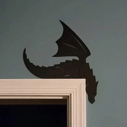 1pc 2D Flat Cute Dragon Wooden Corner Decor, Wall Decor, Home Decor, Switch Decor, Corner Decor, Suitable For Easter, Halloween, Christmas, Thanksgiving, Mother's Day, Independence Day, Holiday Gift, Souvenir
