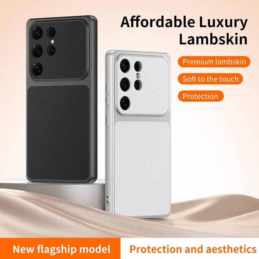 Light Luxury Lamb Leather TPU Case For Samung Galaxy S25 S25Plus S25Utra S25FE S26 S26Plus S26Utra Case - Black - View 1