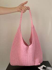Túi đeo vai đan móc kiểu Bohemian dung tích lớn dành cho nữ, túi tote dệt rỗng thời trang, túi đeo vai đan thủ công, túi xách tay rỗng dáng casual mới dành cho nữ với dung tích lớn, phù hợp cho mùa hè, đi biển, phong cách tối giản cổ điển, thiết kế mở, phù hợp cho phụ nữ công sở thường ngày, vật dụng cần thiết khi đi du lịch, kỳ nghỉ biển và dã ngoại, túi đi biển, du lịch mùa hè thường ngày, phù hợp cho các chuyến phiêu lưu trên biển, mua sắm, sử dụng hàng ngày. - Nhiều màu - Xem 16