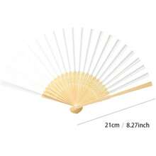 1/2支白色纸扇，婚礼装饰，夏季饰品，节日饰品 - 彩色 - 查看 3