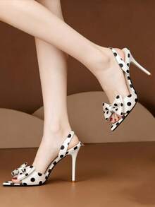 New Pointed Toe Chunky Heel Slip-On Sandals, Comfortable & Versatile For Spring/Autumn - Black and White - View 6