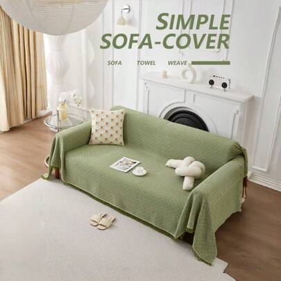 1pc Bohemian Style Reversible Cotton Sofa Cover, Minimalist One-Piece Sofa Slipcover
