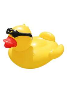 超大充气时尚眼镜大黄鸭漂浮床，加厚PVC成人水上漂浮玩具，泳池派对沙滩度假游泳玩具 - 墨鏡鴨 - 查看 12