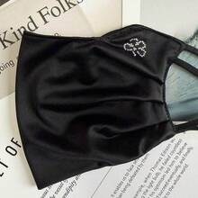 1 buah Masker Wajah Wanita Warna Polos Motif Daun Semanggi, Bernapas, Dapat Diatur, Berhiaskan Berlian Imitasi, Bahan Nyaman Seperti Sutra, Cocok untuk Perjalanan dan Penggunaan di Luar Ruangan, Perlengkapan Pelindung Matahari Penting di Musim Panas dan Sekolah - MultiWarna - View 9