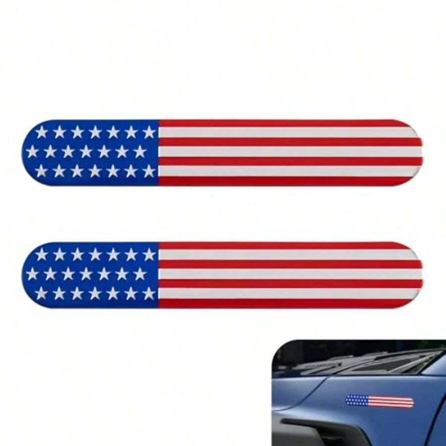 2PCS Amen Flag  Decal 3D Eossed Ml Badge Sticker Car Ow Bumper Fender Stre Decal 6" X 1" USA Flag Stickers Universal  Veicle Se RV Red - Red - 查看 1