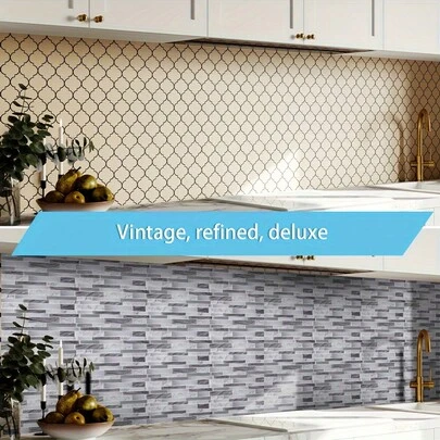 Stone Pattern Effect Crystal Kitchen Wallpaper For Kitchen And Bathroom Tiles, With Thick Self-Adhesive Moisture-Proof Feature. Perfect For Decorative Wall Covering In Dining Room, Especially Suitable For Rear Panels And Wall Renovations.