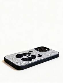 1pc Minimalist Rhinestone Cute Panda Soft Feel 2-In-1 Phone Protective Case Compatible With Apple 17, 16 Pro Max Starry Sky Rhinestone Case, 15 Panda Phone Case, 14 New Cartoon Phone 13 Minimalist Rhinestone 12 Large Camera Hole 11 - Black and White - View 5