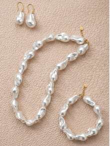 925纯银镀金优雅不规则巴洛克珍珠手链 - 巴洛克 - 查看 3