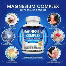 Magnesium Complex Supplement – 8 Elemental Forms, 1000mg |     Magnesium Glycinate, Citrate, Malate, Taurate For Muscle, Bone & Energy Support |     Non-GMO & Vegan – 90 Capsules - 1Pc - View 4