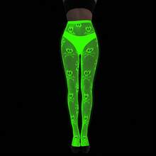 Fluorescent Pantyhose, Luminous Fishnet Stockings, Green Light Sexy Tattoo Lace, Jacquard Lace Hollow Stockings - Màu huỳnh quang 01 - Xem 4