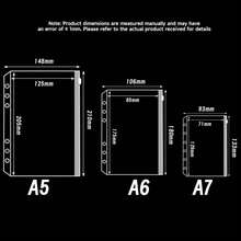A5/A6/A7 genomskinliga dragkedjepåsar, 6-rings kuvertmapp för kassa, för budgethantering, vattentät A6 PVC-planeringsficka med lösblad - Genomskinlig - Visa 7