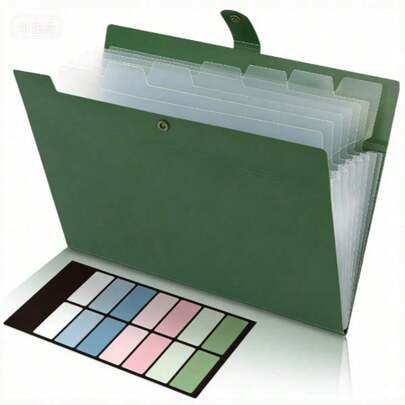 8-Pocket Expanding File Folder, Accordion Paper Organizer With Color Labels, Portable Expandable Bill Receipt Holder, Letter Size A4 Document Storage For Home, School & Office Supplies