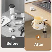 No-Drill Cup Holder Rack | Adjustable Iron Desktop Storage Rack + Space-Saving Design | Hanging Cup, Coffee, Tea Holder Rack (Essential For Home/Gaming Room/Dorm/Office/Car To Save Space) - View 3