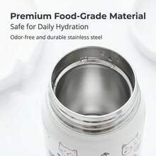 1个350毫升不锈钢水瓶：防漏保温杯，带吸管和盖子，经久耐用，适合露营、运动、男孩生日礼物、男孩女孩上学旅行 - 彩色 - 查看 4
