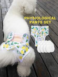 Bow Tie Dog Physiological Pants Set (Includes 20 Disposable Pads), Menstrual Pants, Suitable For Medium & Small Pets - Yellow - View 8
