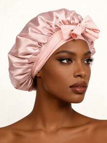 1顶女士弹力缎面睡帽/化妆帽/日常护发帽，丝绸帽，缎面帽，夏季，沙滩帽 - 彩色 - 查看 6