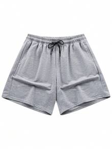Quần short nữ dáng rộng thoải mái, màu trơn, thích hợp cho chạy bộ và thể thao mùa hè, cạp chun có dây rút, ống quần suông mỏng, phù hợp cho tập thể dục hàng ngày, chạy bộ và các hoạt động thể thao. - Màu Xám nhạt - Xem 2