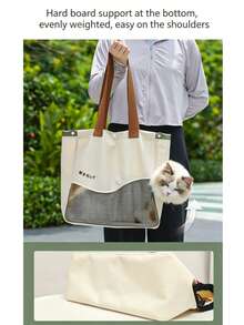 1pc Breathable Mesh Pet Carrier Bag, Suitable For Cats And Dogs. Soft Foldable Design, Supports Hand-Held And Shoulder Strap Carrying, Ventilated Structure To Avoid Stuffiness. Equipped With Reinforced Non-Slip Handle, Waterproof And Moisture-Proof Material, Convenient Storage. Lightweight And Portable, Suitable For Small Dogs And Cats For Daily Outings, Shopping, Summer Outdoor Travel. Practical For Multiple Scenarios, An Essential Pet Traveling Accessory. - Multicolor - View 3