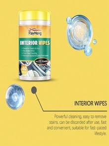 rayhong 80pcs Car Interior Cleaning Wet Wipes, Stain Removal, Degreasing, Shine Enhancing, Portable Wet Wipes. Protect And Clean Synthetic Leather Sofa, Car Seats And Shoes, Prevent Cracking And Fading. Renew And Restore Luster, Enhance Inner Texture. - Khăn lau vệ sinh nội thất xe hơi - Xem 3
