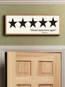 1pc Frameless "I Will Sleep Here Again" 5-Star Humorous Bedroom Wall Art Canvas Poster Print, Suitable For Living Room And Dorm Decor - Font - View 2