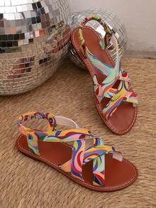 Sandal đế bằng phong cách Bohemian | Sandal quai chéo cổ chân thoải mái dành cho thanh thiếu niên - Nhiều màu - Xem 8