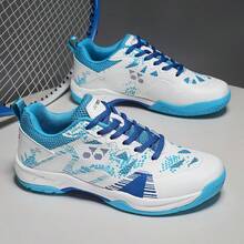Zapatos profesionales de bádminton de unicolor unisex, adecuados para deportes interiores y exteriores, con función de absorción de impactos y antideslizante, también adecuados para tenis de mesa - Celeste - Ver 3