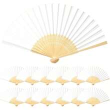 1/2支白色纸扇，婚礼装饰，夏季饰品，节日饰品 - 彩色 - 查看 4