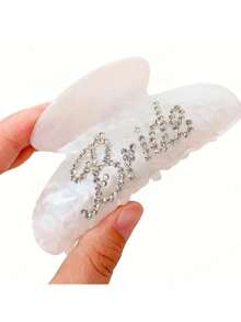 1 pièce Pince à cheveux de mariée, matériau acrylique blanc incrusté de strass avec logo de mariée, convient pour la fête de mariage, la décoration de mariage, le cadeau de demoiselle d'honneur, l'enterrement de vie de jeune fille, le mariage et plus encore - Multicolore - Voir 3