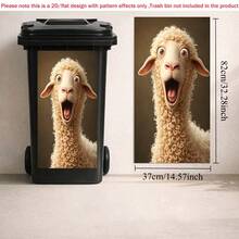 1pc 2D Flat Self-Adhesive Trash Can Sticker,Funny Sheep Trash Can Sticker Large Bin Decal 2D Flat Design Waterproof Outdoor Garbage Bin Decoration, PVC Material, Easy To Peel And Stick, Flat Art Sticker, Kitchen Storage - A - View 8