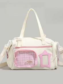 1 pièce Sac à bandoulière mignon et minimaliste, léger, avec plusieurs poches et grand espace de rangement, décoré d'un pentagramme, sac à main à la mode, convient pour transporter des peluches, en tissu de nylon résistant à l'eau avec une sangle réglable, idéal pour les courts trajets, les courses, les déplacements, sac Ita avec décoration transparente - Multicolore - Voir 15