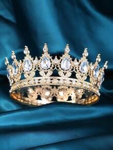 1 pieza Diadema decorativa de lujo con diseño de corona de strass para damas, corona real, accesorio elegante para novia, decoración para eventos, fiestas y festivales - Multicolor - Ver 8