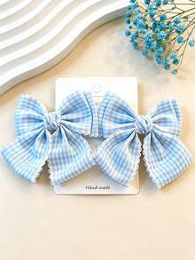 Two New Korean Style Plaid Fresh Lace Bow Hair Clips With A Gentle And Elegant College Style - Multicolor - View 9