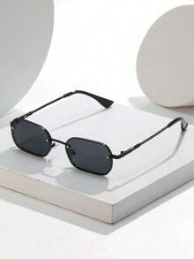1/2 Cặp Kính Unisex gọng vuông đen kiểu retro, tròng hổ phách, phong cách cổ điển Y2K - Khung màu trắng với viền xanh lá cây - Xem 4