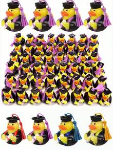10 piezas Regalos de graduación de patos amarillos de silicona mini DIY, decoraciones de pastel de pato de silicona, adecuado para fiesta de graduación, fiesta de natación, obsequios, fiesta temática - Ver 1